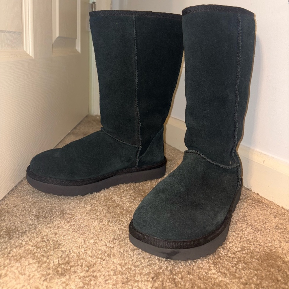 UGG Black Boots With Cheetah Print Interior